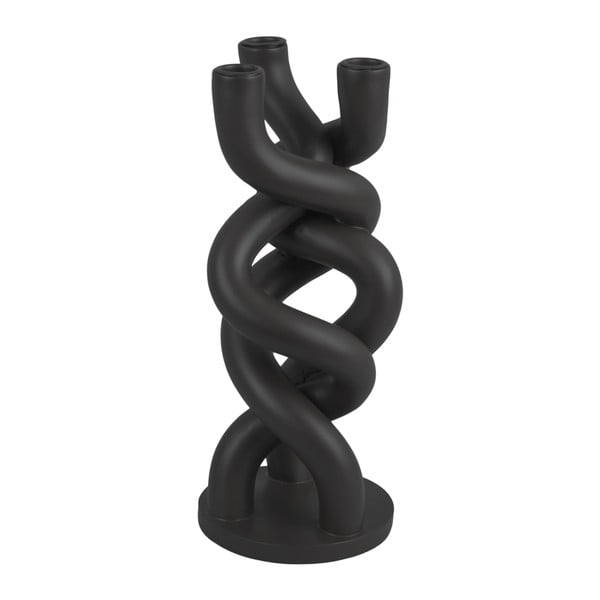 Portacandele in ceramica nera per tre candele Ritorto, altezza 31,4 cm - PT LIVING