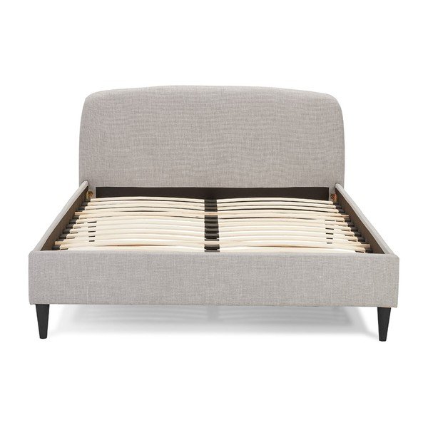 Letto matrimoniale imbottito grigio con griglia 140x200 cm Drome - Kokoon-image-4