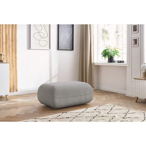 Pouf in velluto a coste beige Lecomte - Bobochic Paris-image-1