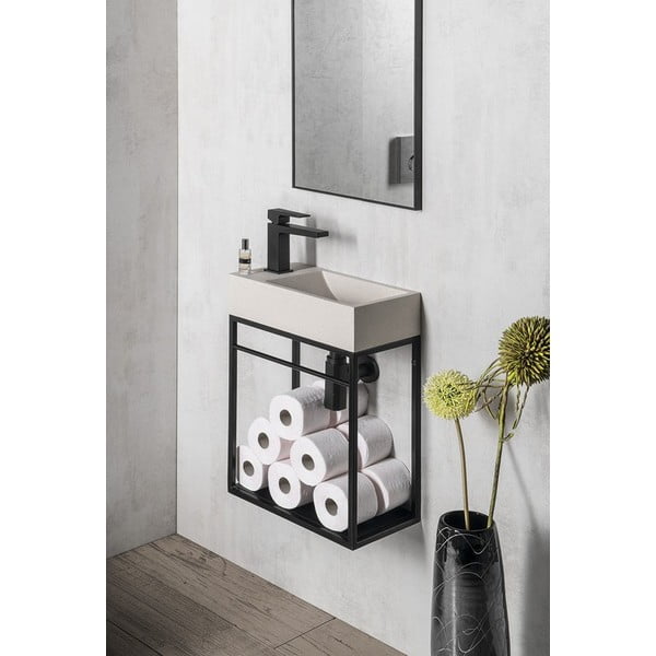 Mobile senza lavabo nero in metallo da appendere 39,5x45 cm Crest – Sapho-image-1