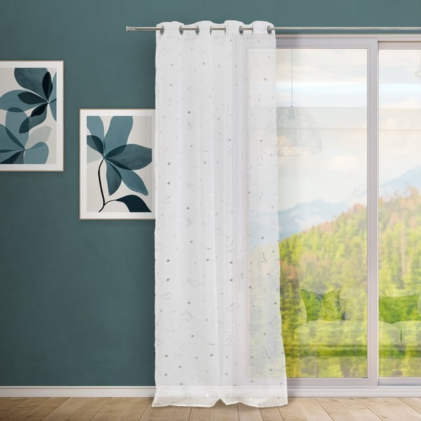 Tenda sottile bianca/argentata 140x260 cm Dinos – Casa Selección-image-1