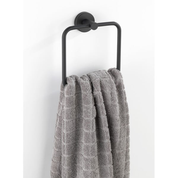 Portasciugamani a parete in acciaio inox nero opaco Bosio - Wenko-image-1