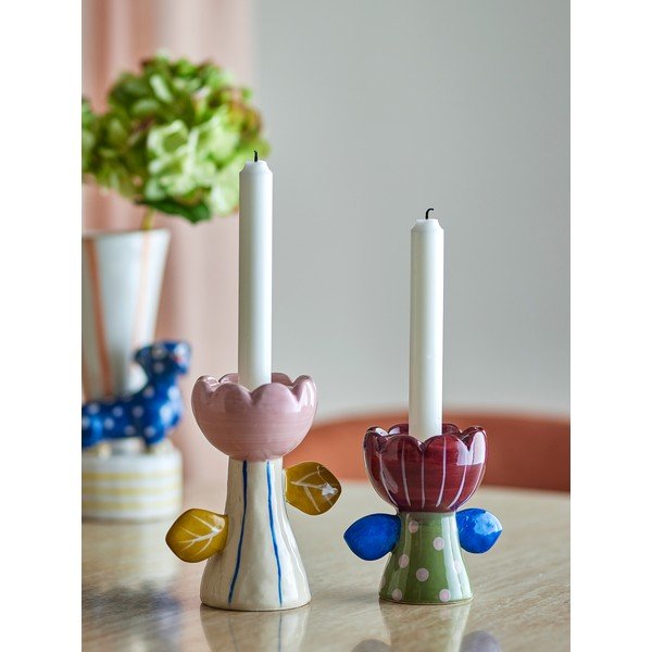 Portacandele in set in gres per lumino 2 pz Florita – Bloomingville-image-1