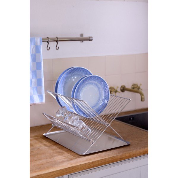 Scolapiatti a due piani color argento lucido in metallo 41x31 cm Dry-It – Mette Ditmer Denmark-image-1
