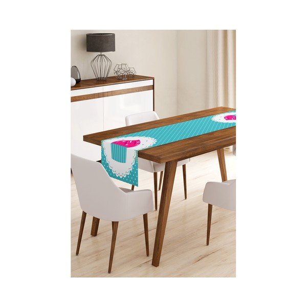 Runner da tavola in microfibra Cupcake blu, 45 x 145 cm - Minimalist Cushion Covers