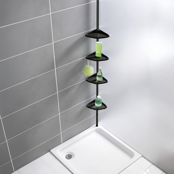 Mensola da bagno telescopica/ad angolo nera in plastica Compact – Wenko-image-1