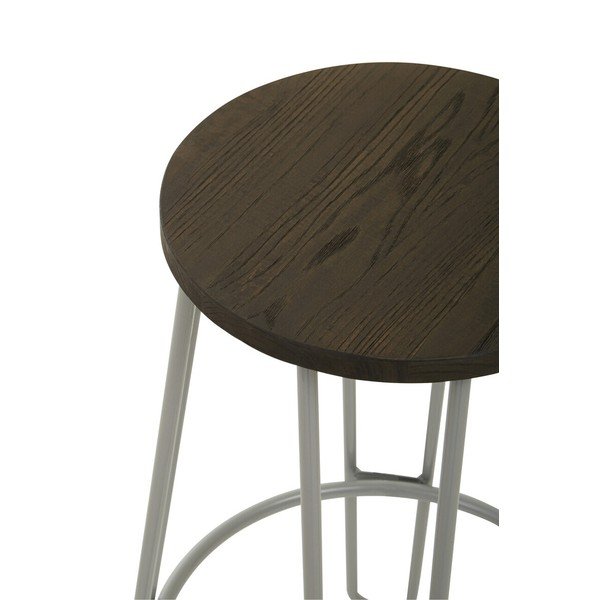 Sedia da bar grigia/colore naturale scuro in olmo massiccio (altezza della seduta 75 cm) District – Premier Housewares-image-4