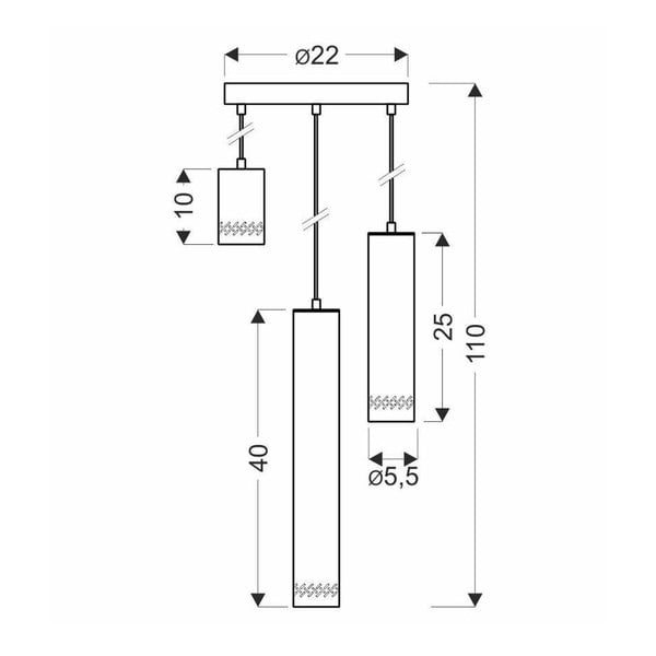 Lampadario giallo/nero con paralume in metallo ø 22 cm Tubo – Candellux Lighting-image-1
