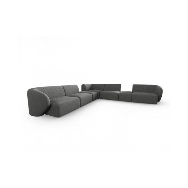 Divano angolare grigio con rivestimento in ciniglia Paolo – Milo Casa