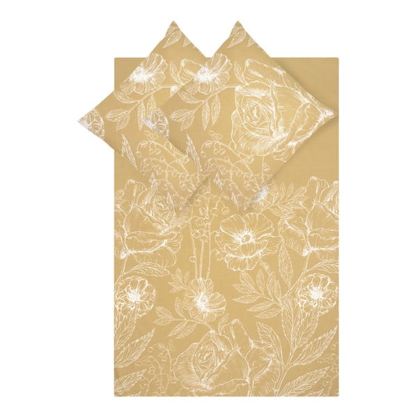 Biancheria da letto in percalle di cotone giallo 200x200 cm Keno - Westwing Collection