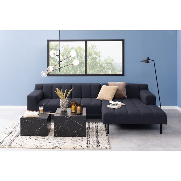 Set di tavolini neri effetto marmo 2 pz 58x58 cm Dice - Actona-image-4