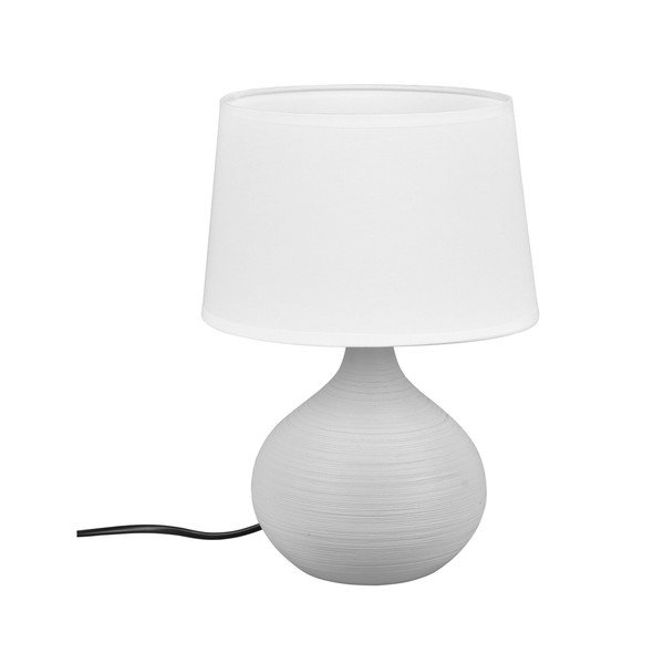 Lampada da tavolo bianco-marrone in ceramica e tessuto, altezza 29 cm Martin - Reality-image-3