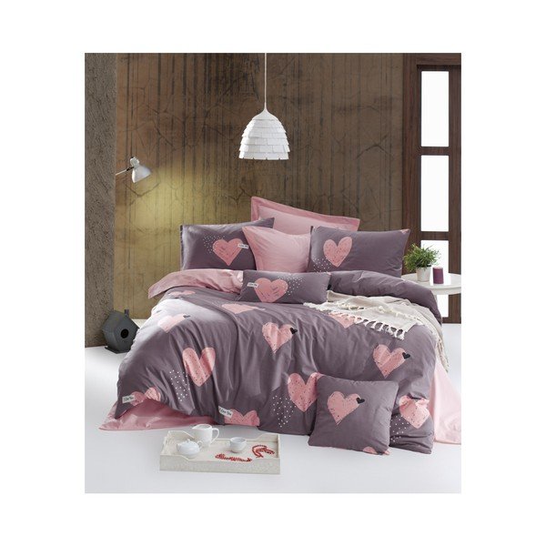 Lenzuolo matrimoniale con biancheria da letto in cotone ranforce Jana Dusty Rose, 160 x 220 cm - Mijolnir