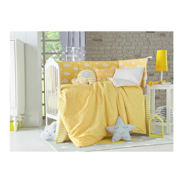 Biancheria da letto singola in cotone baby giallo con lenzuolo Mike & Co. NEW YORK Carino, 90 x 120 cm - Mike & Co. NEW YORK