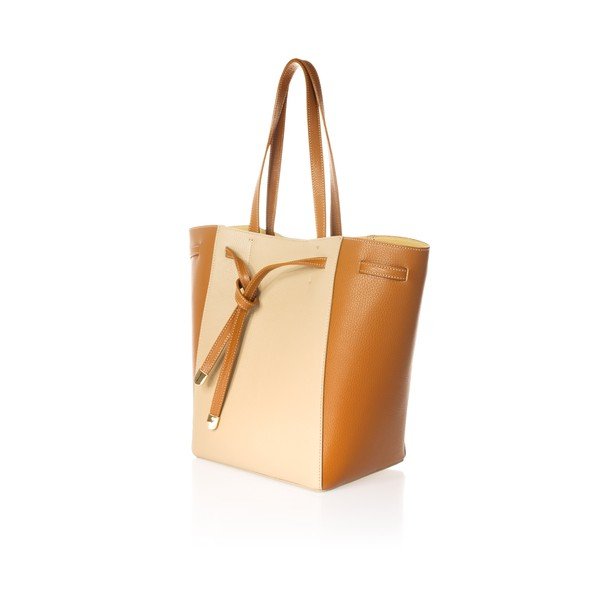 Borsa in pelle marrone e beige Laura - Markese-image-3
