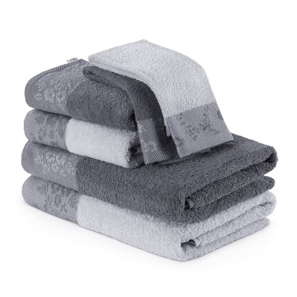 Set di 6 asciugamani e teli da bagno grigi - AmeliaHome