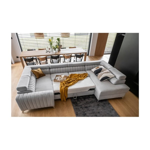 Divano angolare grigio scuro allungabile/con contenitore (con penisola a destra/a U) Louis – ELTAP-image-3