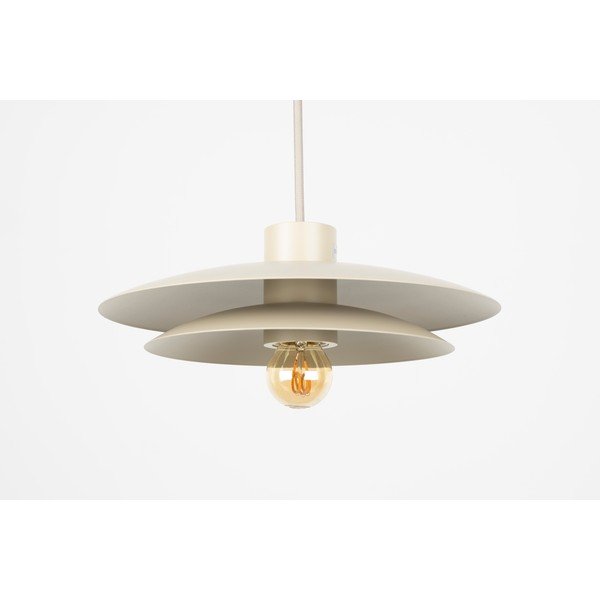 Lampadario beige in metallo ø 26,5 cm Wubbo – White Label-image-3