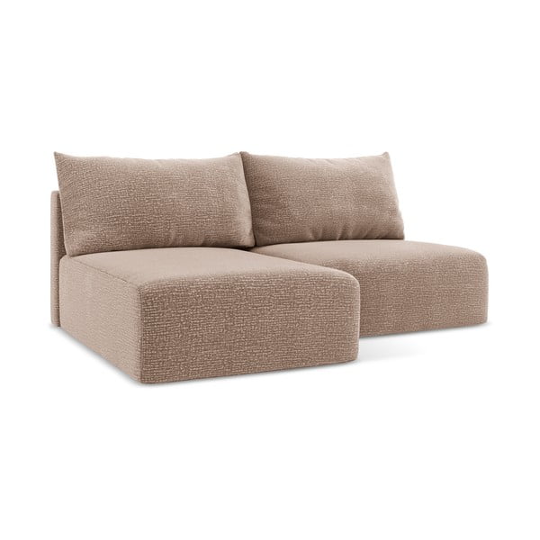 Divano angolare marrone chiaro allungabile/con contenitore (con penisola a sinistra) Kalena – Makamii-image-1