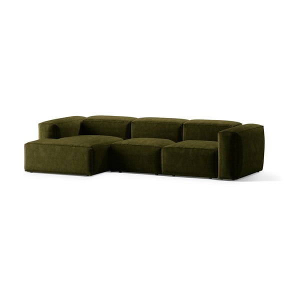 Divano angolare verde (con penisola a sinistra/con chaise lounge) con rivestimento in velluto a coste Bergamo – Cosmopolitan Design-image-2