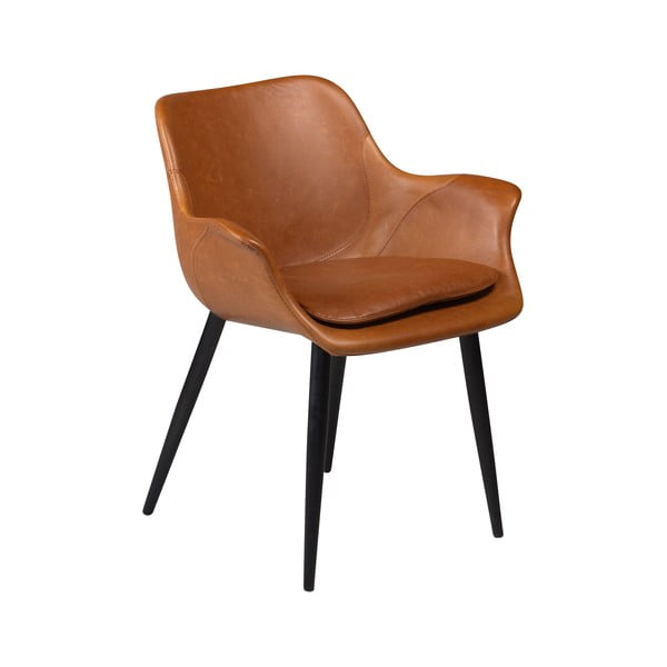 Hnědá jídelní židle z imitace kůže s područkami DAN–FORM Denmark Combino