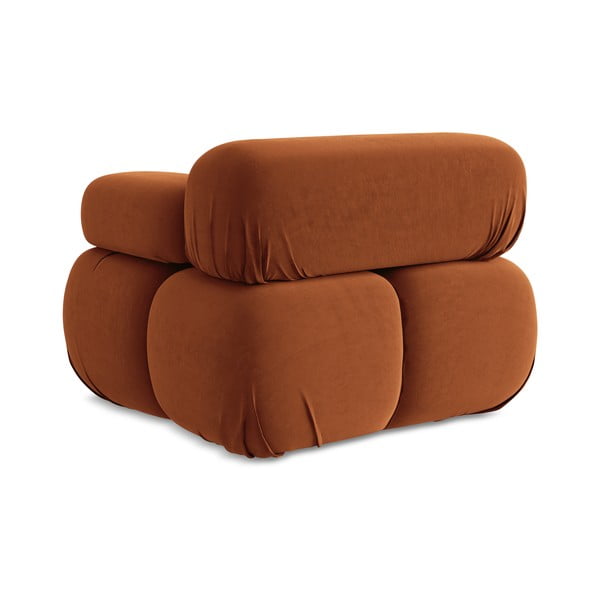 Parte divano componibile arancione (con penisola a destra) con rivestimento in velluto Lokua – Makamii-image-4