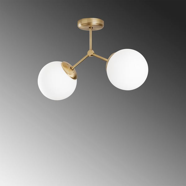 Plafoniera bianca/color ottone con paralume in vetro 15x44 cm Damar – Opviq lights-image-3