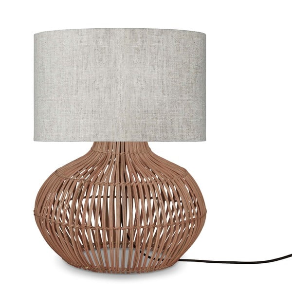 Lampada da tavolo con paralume in tessuto color crema-naturale (altezza 48 cm) Kalahari - Good&Mojo