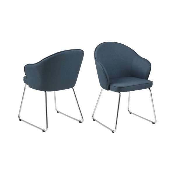 Sedia da pranzo blu con gambe in metallo Mitzie - Actona-image-2