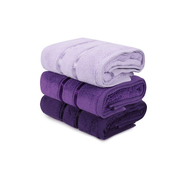 Set di 3 asciugamani in cotone viola Hobby , 50 x 90 cm Dolce - Foutastic-image-2
