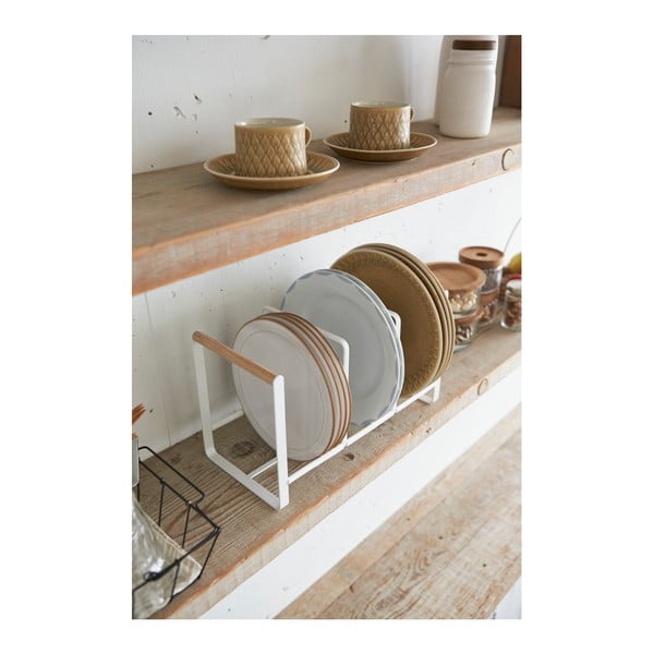 Portapiatti bianco con dettaglio in faggio Tosca - YAMAZAKI-image-1