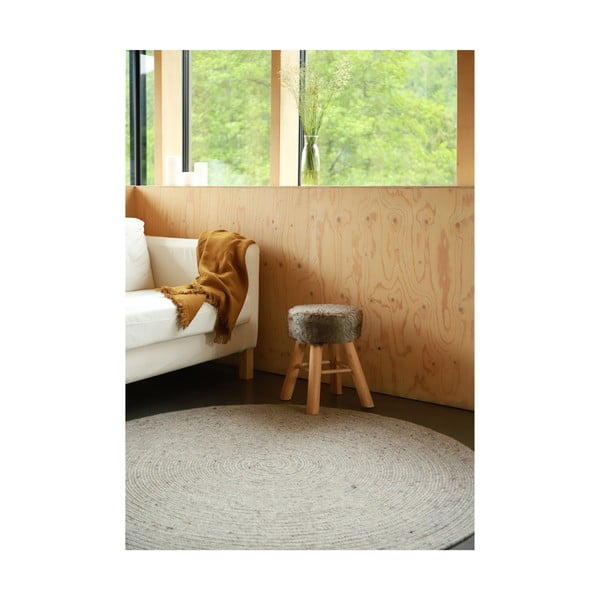 Tappeto grigio in misto lana e cotone fatto a mano, ø 140 cm Neethu - Nattiot-image-4