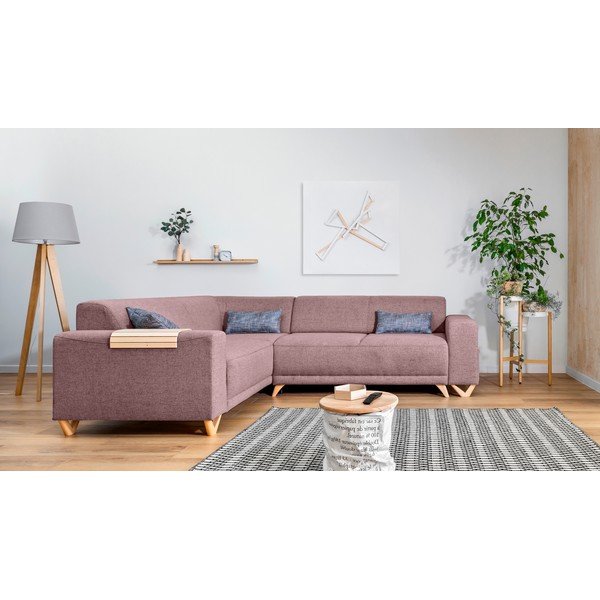 Divano angolare rosa allungabile e con contenitore (con penisola a sinistra/a L) Classy Sophie – Miuform-image-1