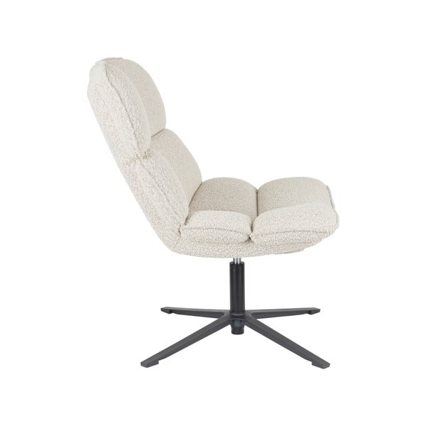 Poltrona color crema girevole con rivestimento in bouclé Bros – White Label-image-3