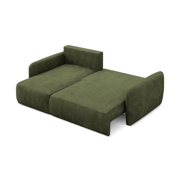 Divano angolare verde allungabile/con contenitore (con penisola a sinistra/con chaise lounge) con rivestimento in ciniglia Lilo – Makamii-image-4