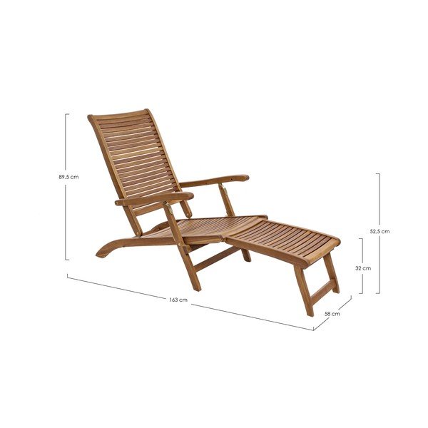 Sdraio da giardino di colore naturale in legno massiccio regolabile Noemi – Bizzotto-image-3