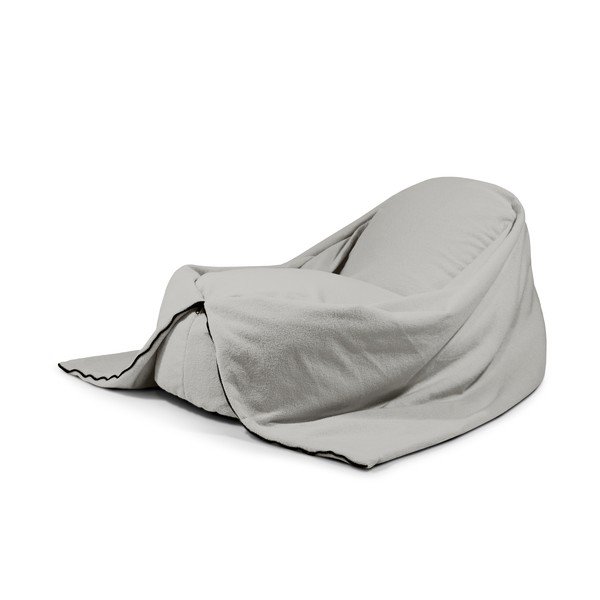 Pouf a sacco per bambini grigio chiaro con rivestimento in bouclé Cocoon 120 – SLOWDOWN