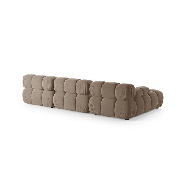Divano angolare componibile beige (con penisola a sinistra/con chaise lounge) con rivestimento in velluto – Micadoni -image-3
