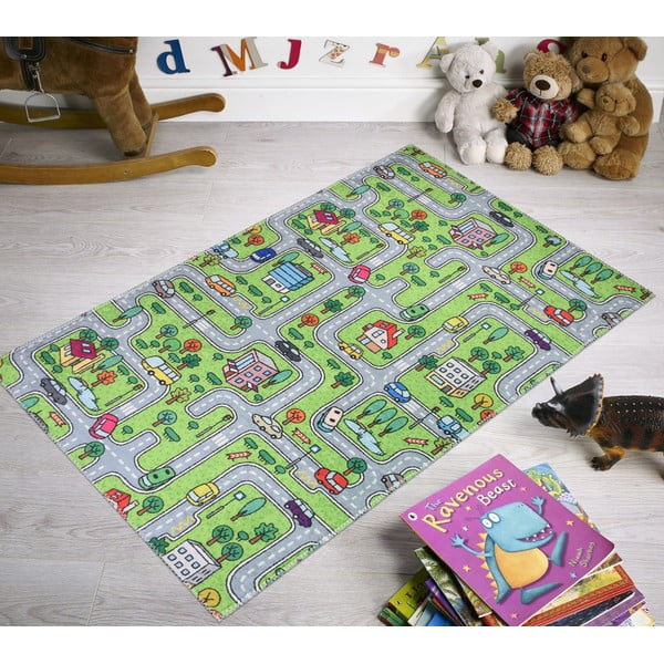 Tappeto verde per bambini 120x180 cm Green Neighborhood - Vitaus-image-1