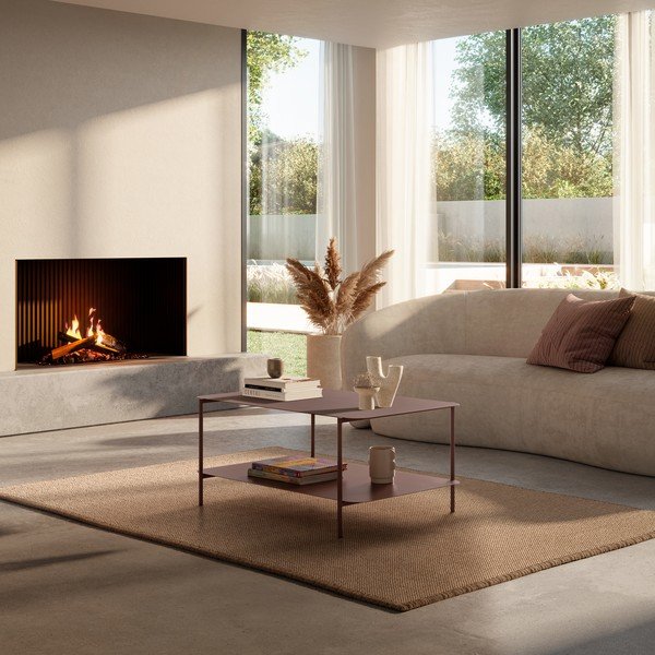 Tavolino da salotto color terracotta in metallo 58x90 cm Beatrix – MOME-image-1