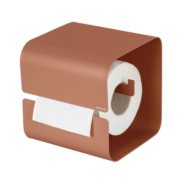 Porta carta igienica senza foratura marrone in acciaio con aggancio Turbo-loc Lizan – Wenko