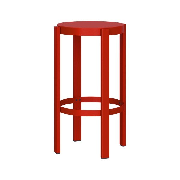 Sedia da bar rossa in acciaio (altezza della seduta 65 cm) Doon – noo.ma