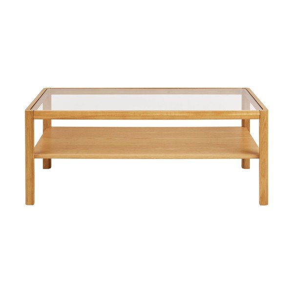 Tavolino da salotto di colore naturale con piano in vetro 60x110 cm Lourmarin – House Nordic