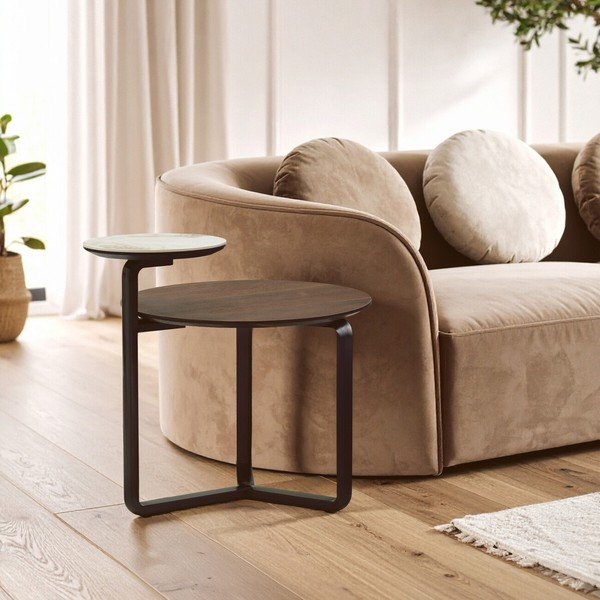Tavolino da salotto rotondo marrone in eucalipto massiccio 55x67 cm Imperia – Premier Housewares-image-2