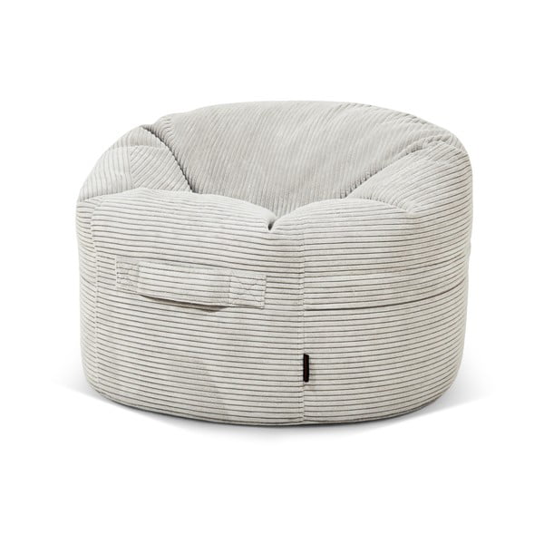 Pouf a sacco per bambini color crema con rivestimento in velluto a coste Roll 80 – SLOWDOWN