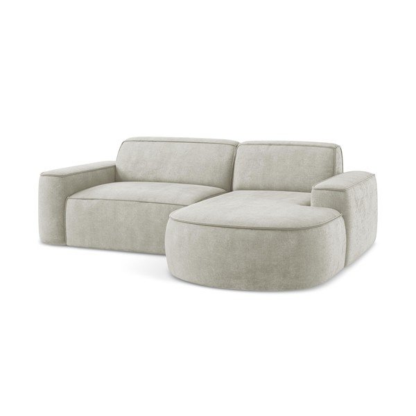 Divano angolare color crema (con penisola a destra/con chaise lounge) con rivestimento in ciniglia Omao – Makamii-image-4