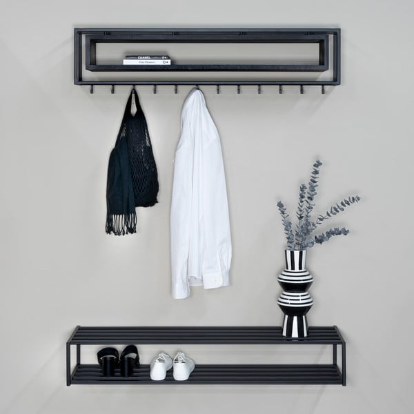 Scarpiera nera in metallo da parete 118x20,5x30,5 cm School – Spinder Design-image-4