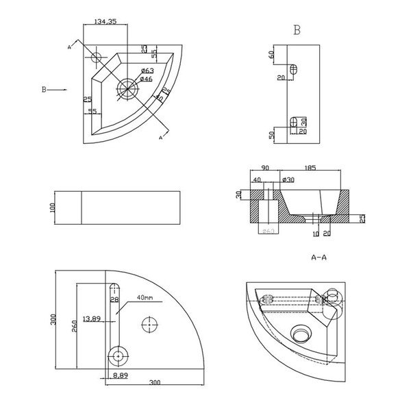 Lavabo nero in pietra 30x30 cm Blok – Sapho-image-3