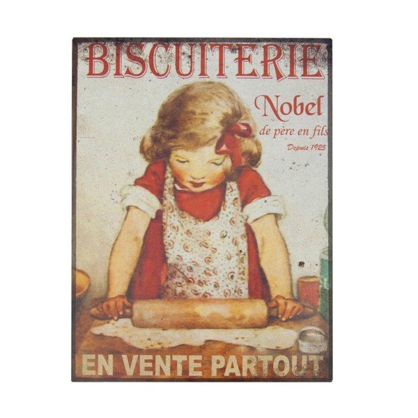 Cartello in lamiera Biscuiterie, 35 x 37 cm - Antic Line