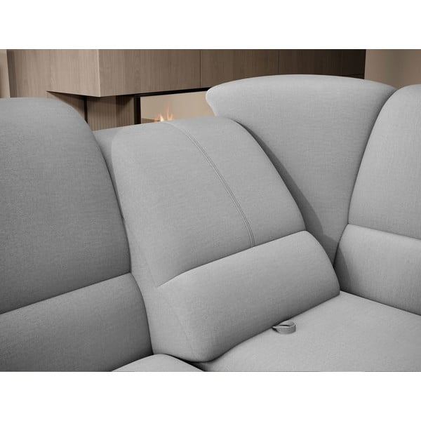 Divano angolare grigio allungabile/con contenitore (con penisola a destra/a L) e rivestimento in velluto Siber – ELTAP-image-1